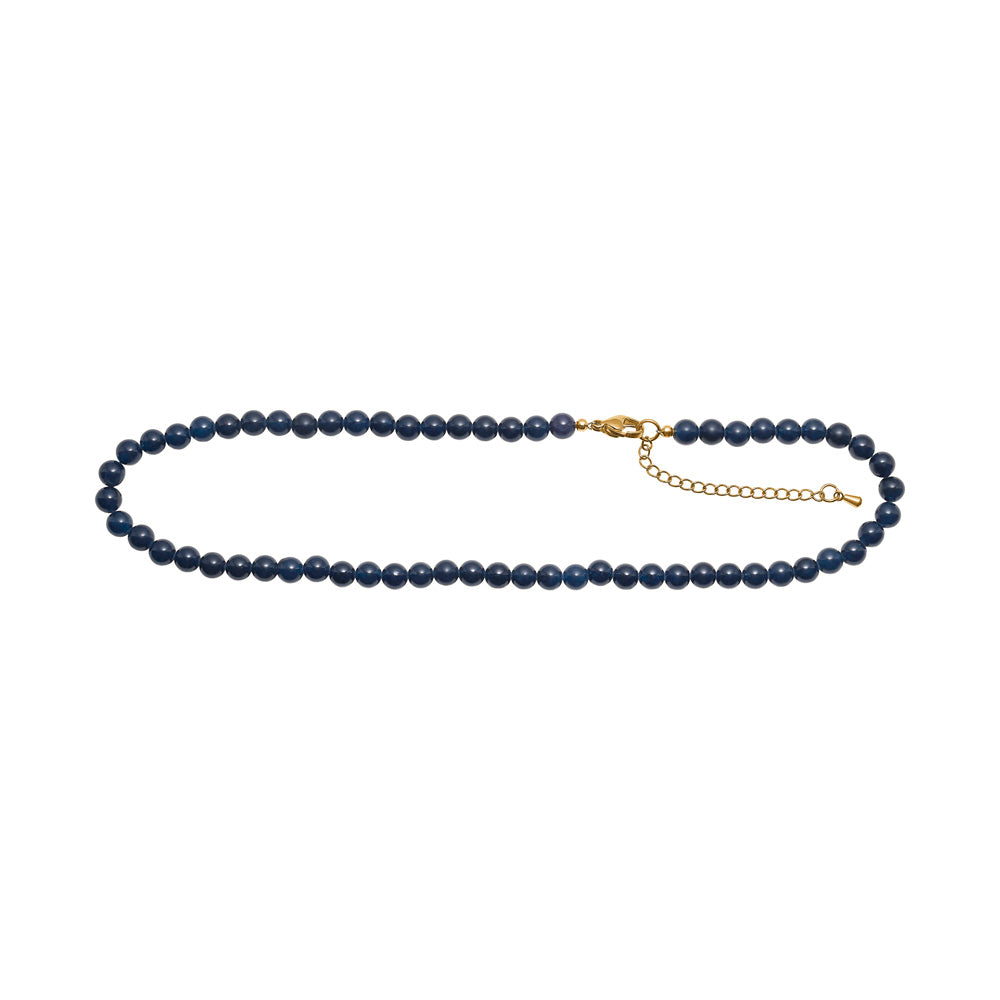 Blauer Schwammquarz 6mm - Karabinerverschluss 40+5cm