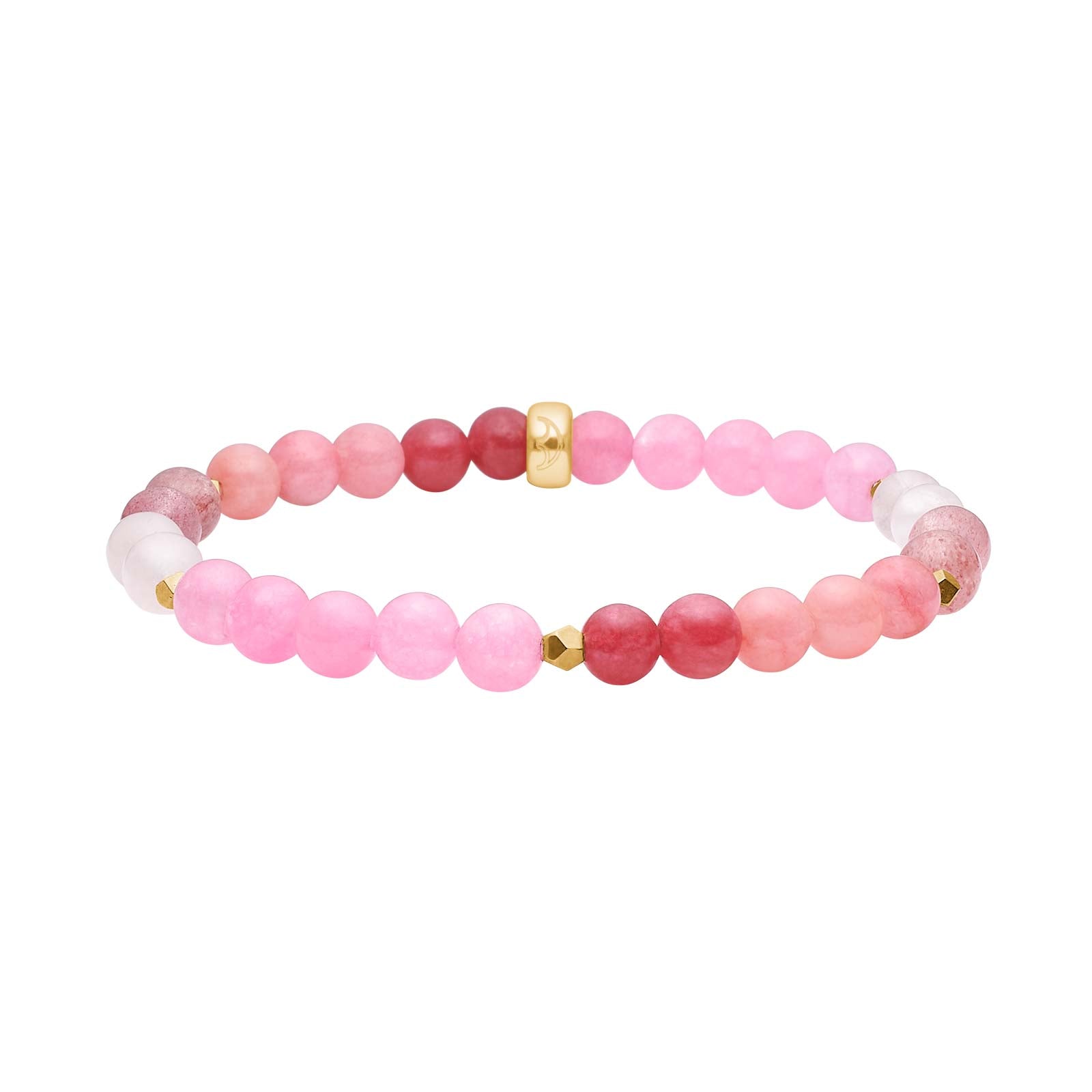 Rose quartz, Cherry quartz, Sponge quartz, vg. Hematite 6mm. Armband