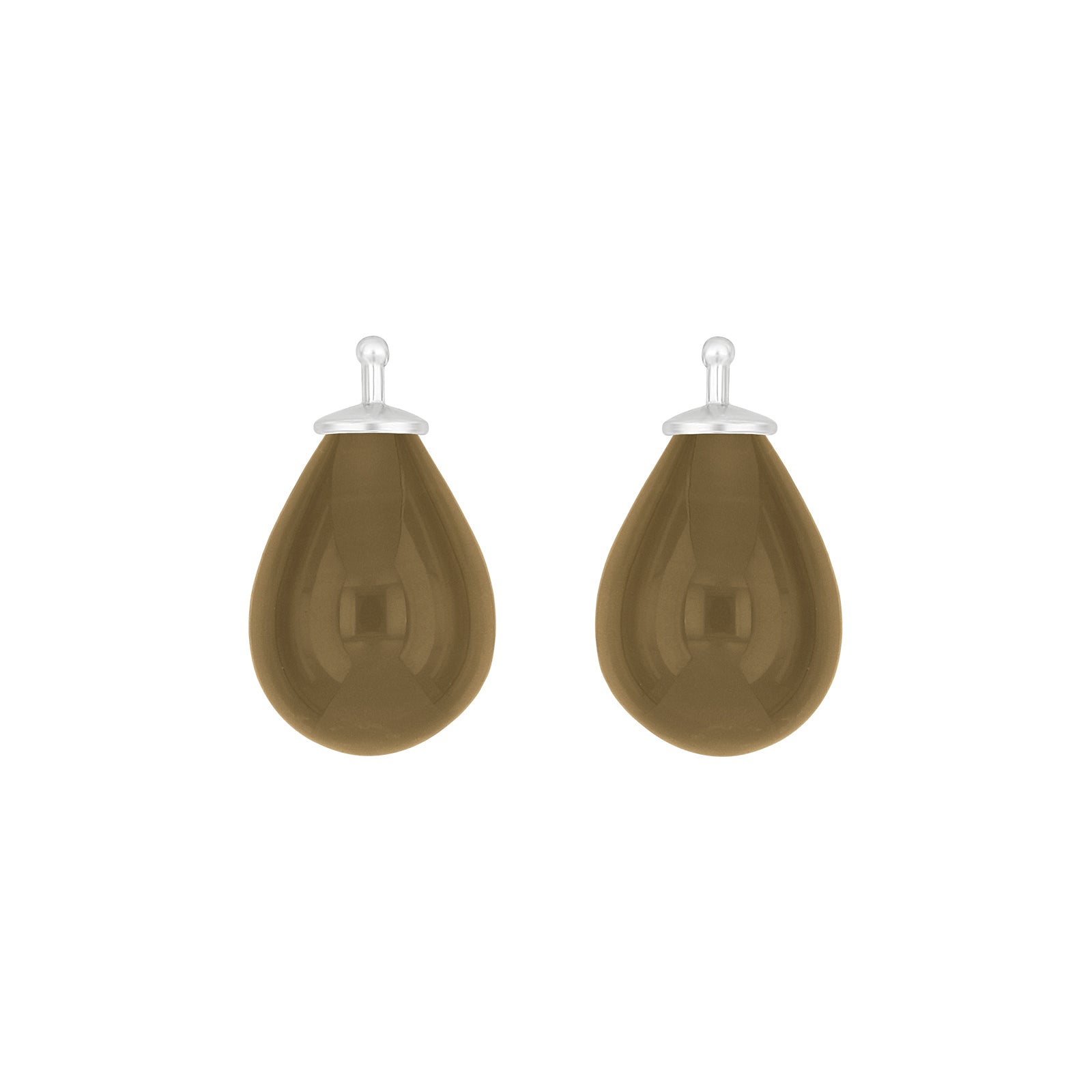 Rhodiniert, System-einhänger, E75, 14x9mm, Quarzglas, Tropfen