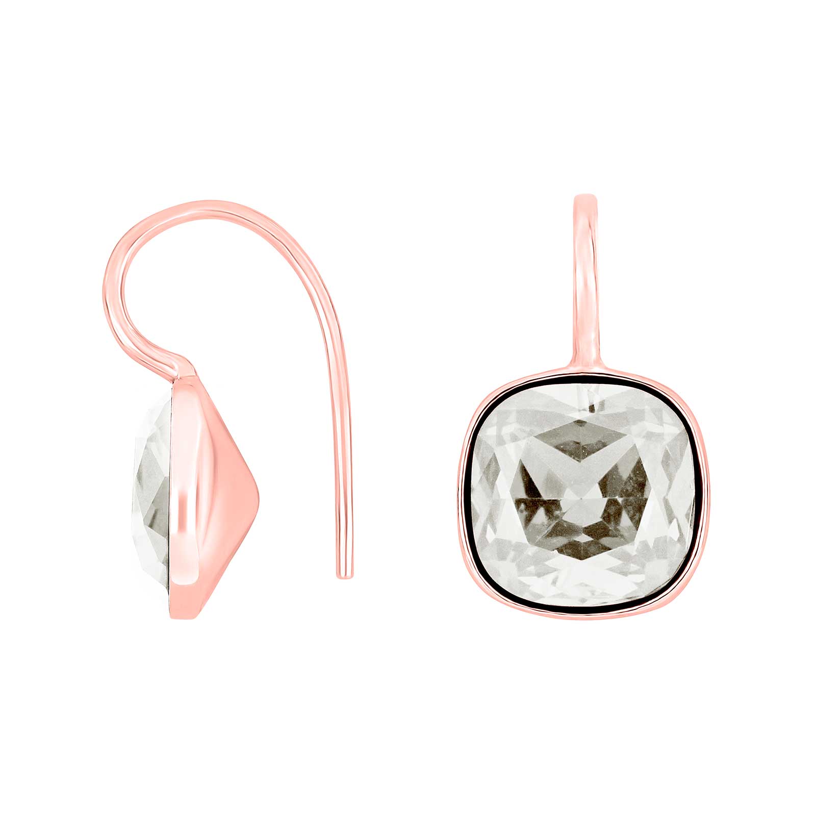 RosaVergoldet, System-einhänger, O775, 14x14mm, QuarzglasViereckig