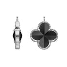 Glas facet Kleeblatt groß  - rh/Silber
