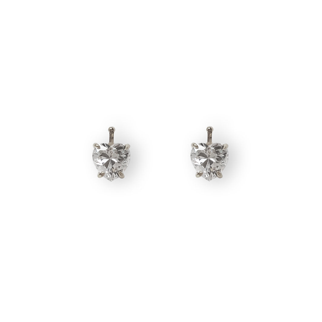 System-Einhänger E72, Paar, 8x8mm, Zirkon-Herz, Silber 925
